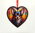 Chihuahua Black Stained Glass Effect Heart Suncatcher